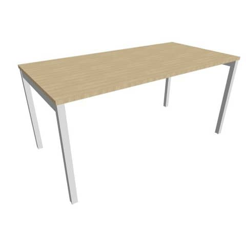 Scrivania piano rovere 160x80xH.75 cm gamba a ponte in acciaio argento linea Practika P3 Quadrifoglio – ECSPT160-RK-A
