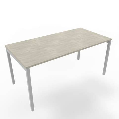 Scrivania piano cemento 160x80xH.75 cm gamba a ponte in acciaio argento linea Practika P3 Quadrifoglio – ECSPT160-CL-A
