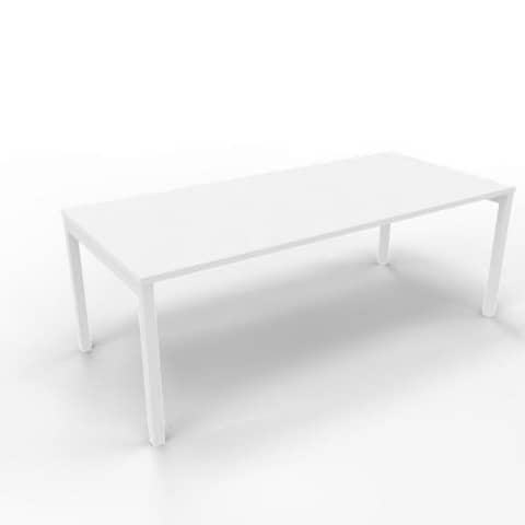 Scrivania piano bianco 180x80xH.75 cm gamba a ponte in acciaio bianco linea Practika P3 Quadrifoglio – ECSPT180-BA-I