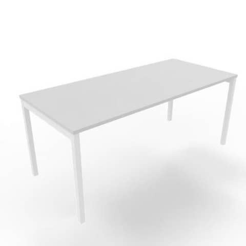 Scrivania piano grigio 180x80xH.75 cm gamba a ponte in acciaio bianco linea Practika P3 Quadrifoglio – ECSPT180-GR-I