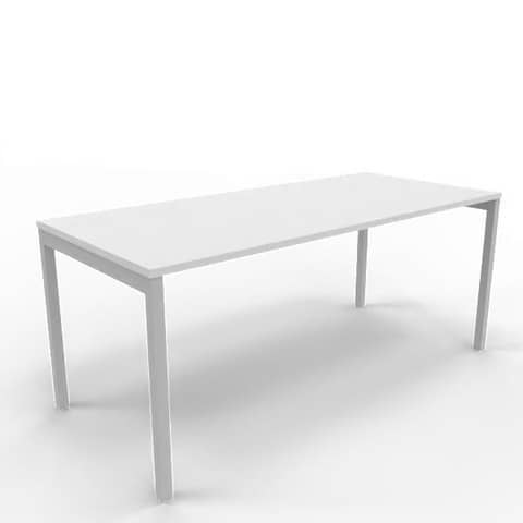 Scrivania piano grigio 180x80xH.75 cm gamba a ponte in acciaio argento linea Practika P3 Quadrifoglio – ECSPT180-GR-A