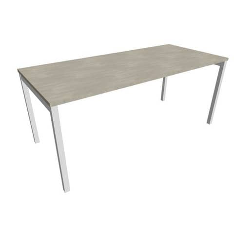Scrivania piano cemento 180x80xH.75 cm gamba a ponte in acciaio argento linea Practika P3 Quadrifoglio – ECSPT180-CL-A
