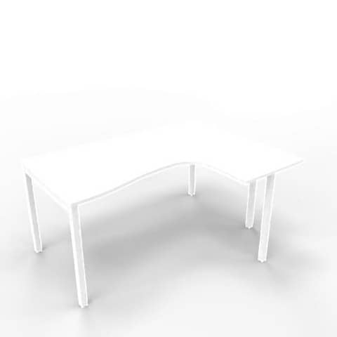 Scrivania penisola destra piano bianco 160x120xH.75 cm gamba a ponte in acciaio bianco linea Practika P3 – ECSPT16D-BA-I