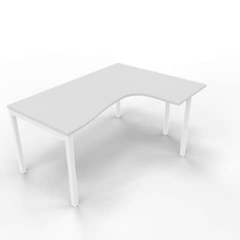 Scrivania penisola destra piano grigio 160x120xH.75 cm gamba a ponte in acciaio bianco linea Practika P3 – ECSPT16D-BA-I