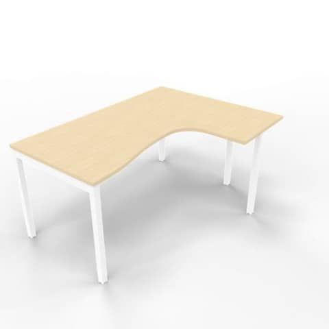 Scrivania penisola destra piano rovere 160x120xH.75 cm gamba a ponte in acciaio bianco linea Practika P3 – ECSPT16D-RK-I