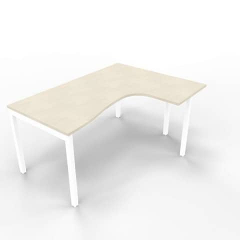Scrivania penisola destra piano cemento 160x120xH.75 cm gamba a ponte in acciaio bianco linea Practika P3 – ECSPT16D-CL-I