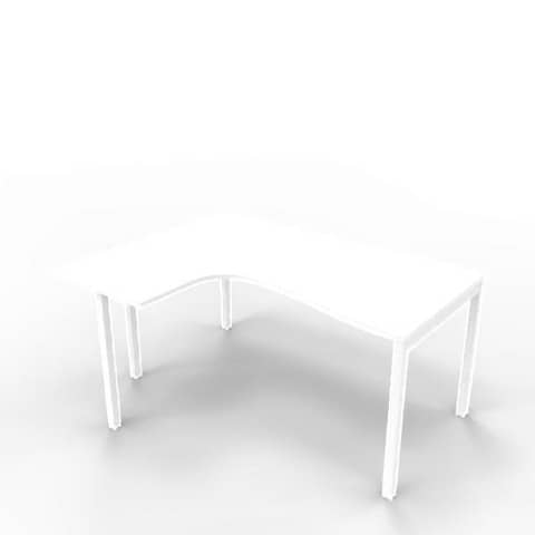 Scrivania penisola sinistra piano bianco 160x120xH.75 cm gamba a ponte in acciaio bianco linea Practika P3 – ECSPT16S-BA-I