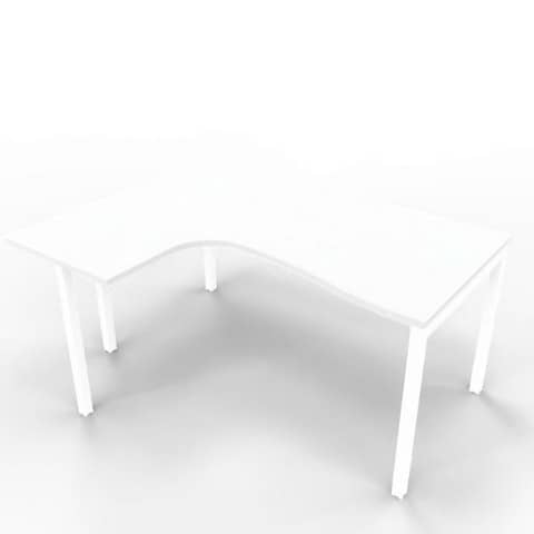 Scrivania penisola sinistra piano grigio 160x120xH.75 cm gamba a ponte in acciaio bianco linea Practika P3 – ECSPT16S-GR-I