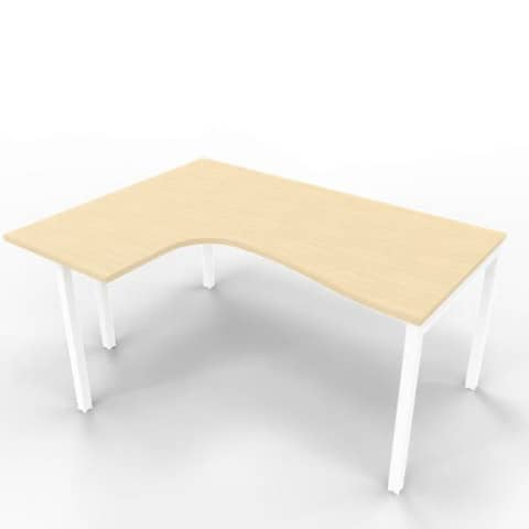 Scrivania penisola sinistra piano rovere 160x120xH.75 cm gamba a ponte in acciaio bianco linea Practika P3 – ECSPT16S-RK-I