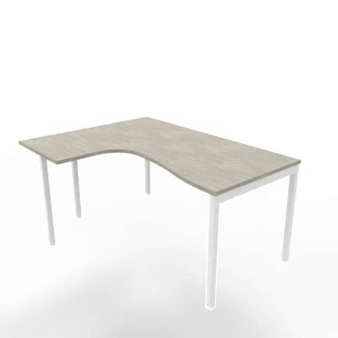 Scrivania penisola sx piano cemento 160x120xH.75 cm gamba a ponte in acciaio bianco linea Practika P3 – ECSPT16S-CL-I