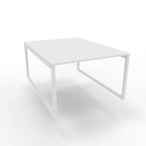 Bench piano bianco 120x160xH.75 cm gamba ad anello in acciaio bianco linea Practika P2 Quadrifoglio – ECBEA12-BA-I