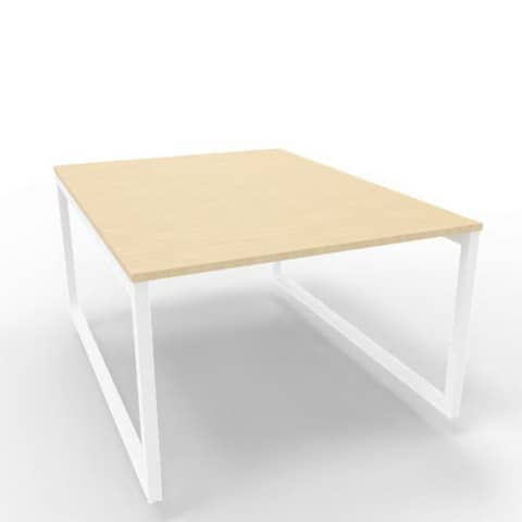 Bench piano rovere 120x160xH.75 cm gamba ad anello in acciaio bianco linea Practika P2 Quadrifoglio – ECBEA12-RK-I