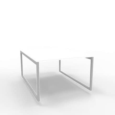 Bench piano bianco 120x160xH.75 cm gamba ad anello in acciaio argento linea Practika P2 Quadrifoglio – ECBEA12-BA-A