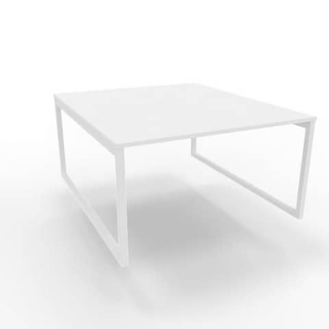 Bench piano bianco 140x160xH.75 cm gamba ad anello in acciaio bianco linea Practika P2 Quadrifoglio – ECBEA14-BA-I