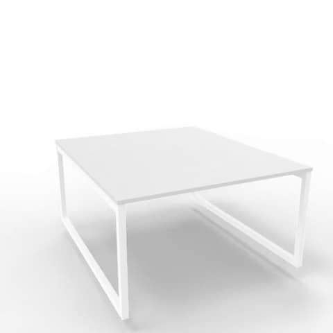 Bench piano grigio 140x160xH.75 cm gamba ad anello in acciaio bianco linea Practika P2 Quadrifoglio – ECBEA14-GR-I