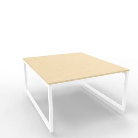Bench piano rovere 140x160xH.75 cm gamba ad anello in acciaio bianco linea Practika P2 Quadrifoglio – ECBEA14-RK-I