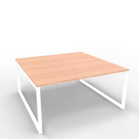 Bench piano noce canaletto 140x160xH.75 cm gamba ad anello in acciaio bianco linea Practika P2 – ECBEA14-NO-I