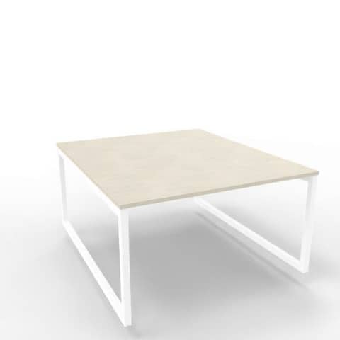 Bench piano cemento 140x160xH.75 cm gamba ad anello in acciaio bianco linea Practika P2 Quadrifoglio – ECBEA14-CL-I