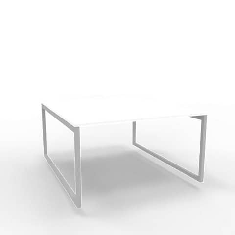 Bench piano bianco 140x160xH.75 cm gamba ad anello in acciaio argento linea Practika P2 Quadrifoglio – ECBEA14-BA-A