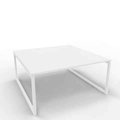 Bench piano bianco 160x160xH.75 cm gamba ad anello in acciaio bianco linea Practika P2 Quadrifoglio – ECBEA16-BA-I