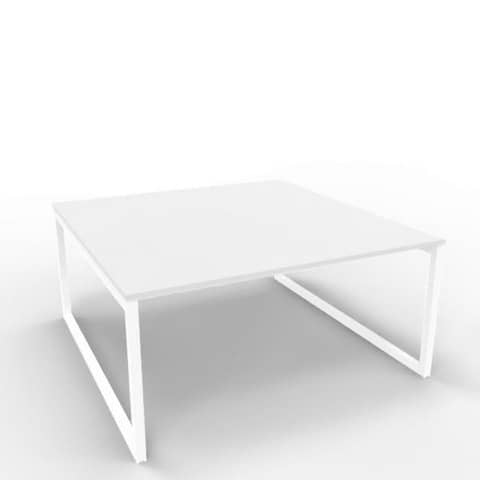 Bench piano grigio 160x160xH.75 cm gamba ad anello in acciaio bianco linea Practika P2 Quadrifoglio – ECBEA16-GR-I
