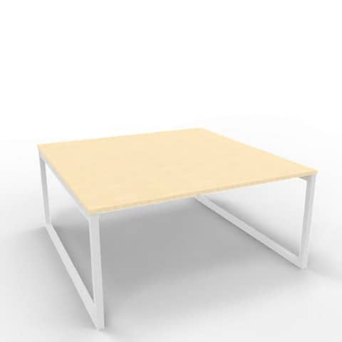 Bench piano rovere 160x160xH.75 cm gamba ad anello in acciaio bianco linea Practika P2 Quadrifoglio – ECBEA16-RK-I