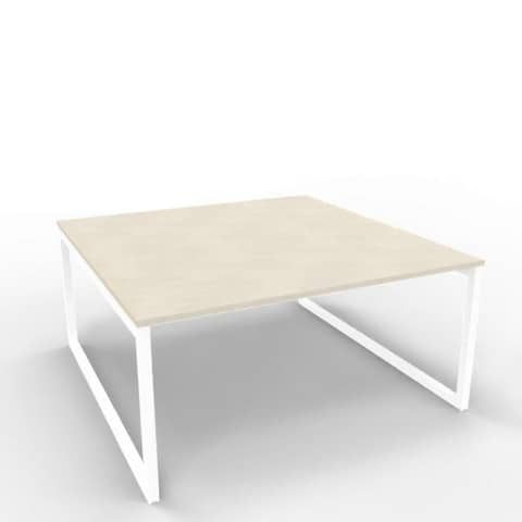 Bench piano cemento 160x160xH.75 cm gamba ad anello in acciaio bianco linea Practika P2 Quadrifoglio – ECBEA16-CL-I