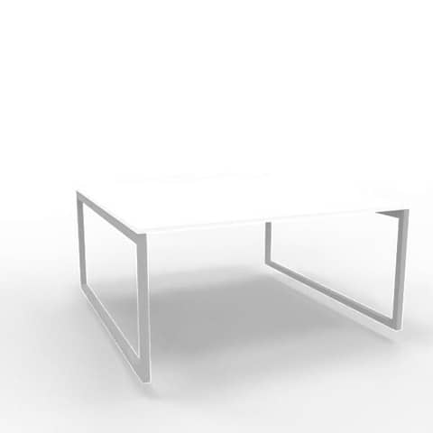 Bench piano bianco 160x160xH.75 cm gamba ad anello in acciaio argento linea Practika P2 Quadrifoglio – ECBEA16-BA-A