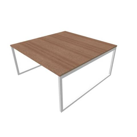 Bench piano noce canaletto 160x160xH.75 cm gamba ad anello in acciaio argento linea PractIka P2 – ECBEA16-NO-A