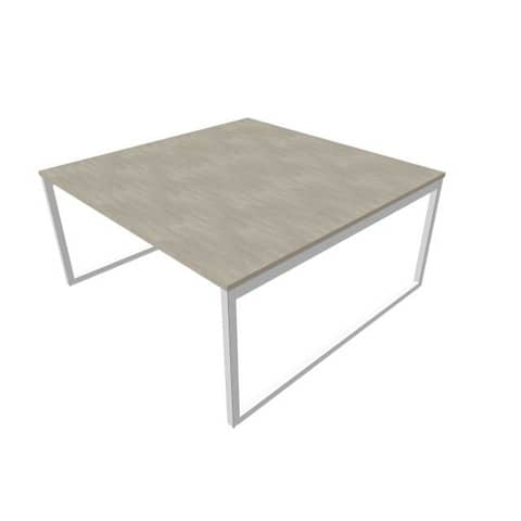 Bench piano cemento 160x160xH.75 cm gamba ad anello in acciaio argento linea Practika P2 Quadrifoglio – ECBEA16-CL-A