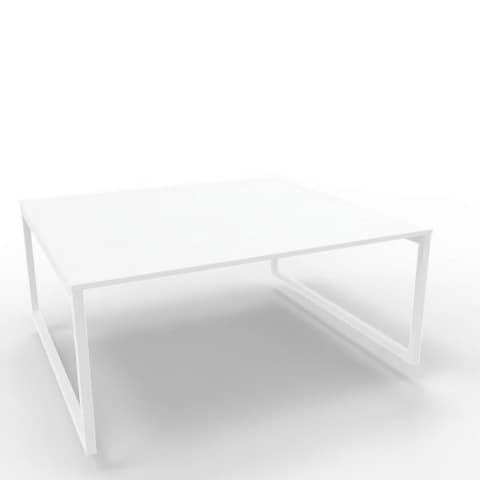 Bench piano bianco 180x160xH.75 cm gamba ad anello in acciaio bianco linea Practika P2 Quadrifoglio – ECBEA18-BA-I