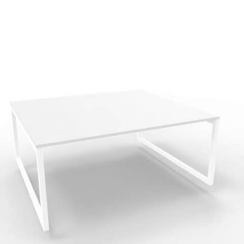 Bench piano grigio 180x160xH.75 cm gamba ad anello in acciaio bianco linea Practika P2 Quadrifoglio – ECBEA18-GR-I