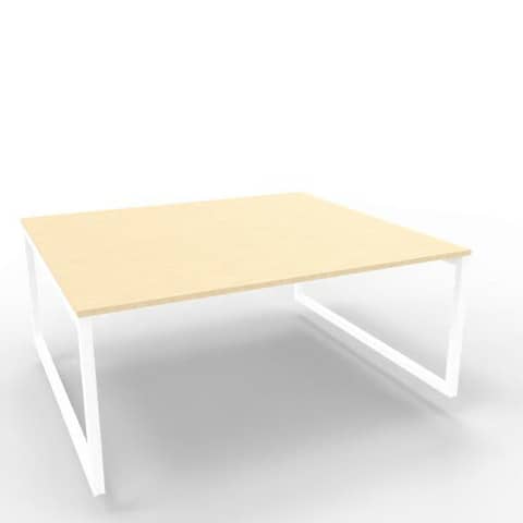 Bench piano rovere 180x160xH.75 cm gamba ad anello in acciaio bianco linea Practika P2 Quadrifoglio – ECBEA18-RK-I