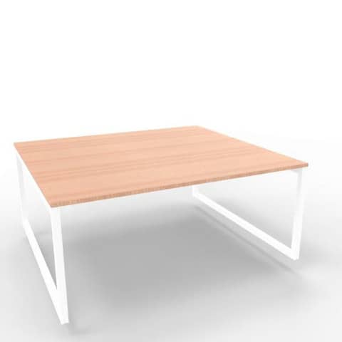 Bench piano noce canaletto 180x160xH.75 cm gamba ad anello in acciaio bianco linea Practika P2 – ECBEA18-NO-I