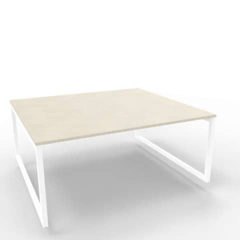 Bench piano cemento 180x160xH.75 cm gamba ad anello in acciaio bianco linea Practika P2 Quadrifoglio – ECBEA18-CL-I