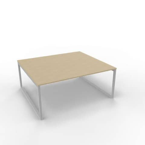 Bench piano rovere 180x160xH.75 cm gamba ad anello in acciaio argento linea Practika P2 Quadrifoglio –  ECBEA18-RK-A