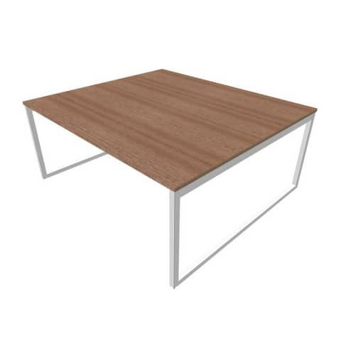 Bench piano noce canaletto 180x160xH.75 cm gamba ad anello in acciaio argento linea Practika P1 – ECBEA18-NO-A