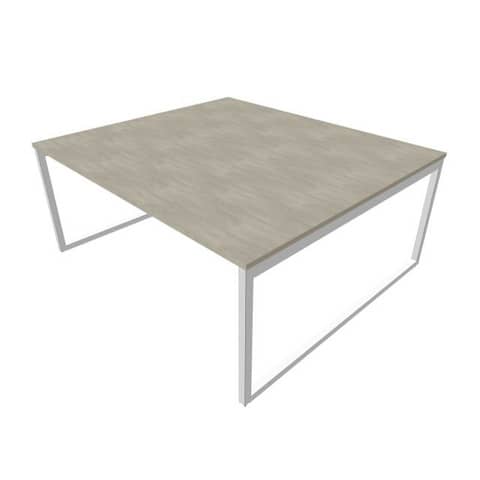 Bench piano cemento 180x160xH.75 cm gamba ad anello in acciaio argento linea Practika P2 Quadrifoglio – ECBEA18-CL-A