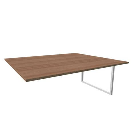 Postazione aggiuntiva bench piano noce 180x160xH.75 cm gamba ad anello in acciaio argento Practika P2 ECBIA18-NO-A