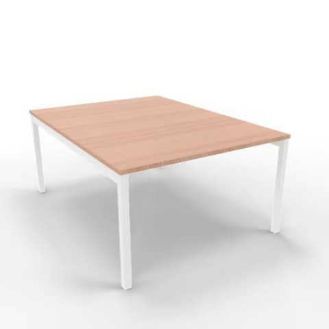 Bench piano noce canaletto 120x160xH.75 cm gamba a ponte in acciaio bianco linea Practika P3 Quadrifoglio – ECBEC12-NO-I