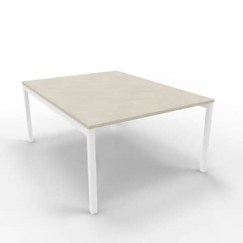 Bench piano cemento 120x160xH.75 cm gamba a ponte in acciaio bianco linea Practika P3 Quadrifoglio – ECBEC12-CL-I