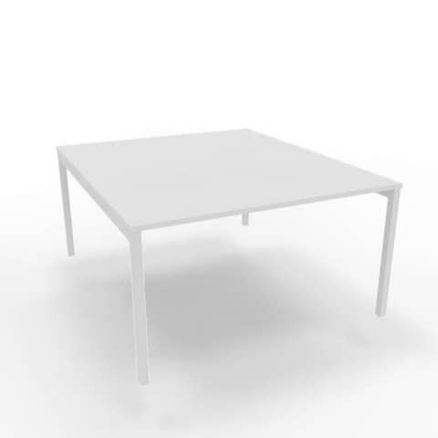 Bench piano bianco 140x160xH.75 cm gamba a ponte in acciaio bianco linea Practika P3 Quadrifoglio – ECBEC14-BA-I