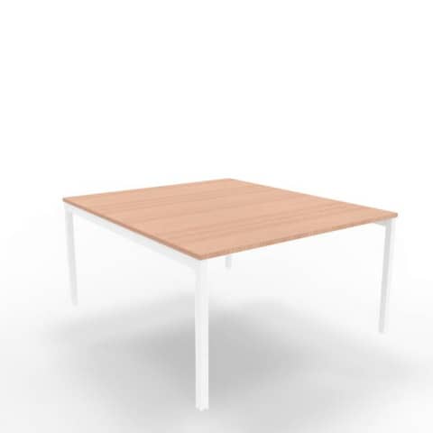 Bench piano noce canaletto 140x160xH.75 cm gamba a ponte in acciaio bianco linea Practika P3 Quadrifoglio – ECBEC14-NO-I