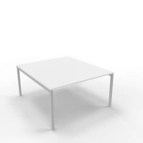 Bench piano bianco 140x160xH.75 cm gamba a ponte in acciaio argento linea Practika P3 Quadrifoglio – ECBEC14-BA-A