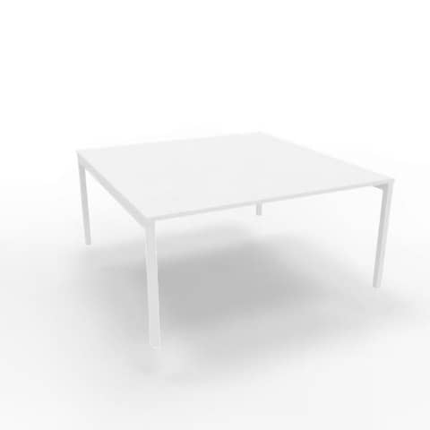 Bench piano bianco 160x160xH.75 cm gamba a ponte in acciaio bianco linea Practika P3 Quadrifoglio – ECBEC16-BA-I