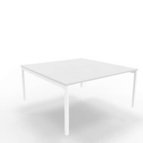 Bench piano grigio 160x160xH.75 cm gamba a ponte in acciaio bianco linea Practika P3 Quadrifoglio – ECBEC16-GR-I