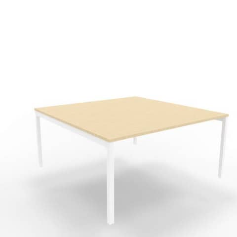 Bench piano rovere 160x160xH.75 cm gamba a ponte in acciaio bianco linea Practika P3 Quadrifoglio – ECBEC16-RK-I