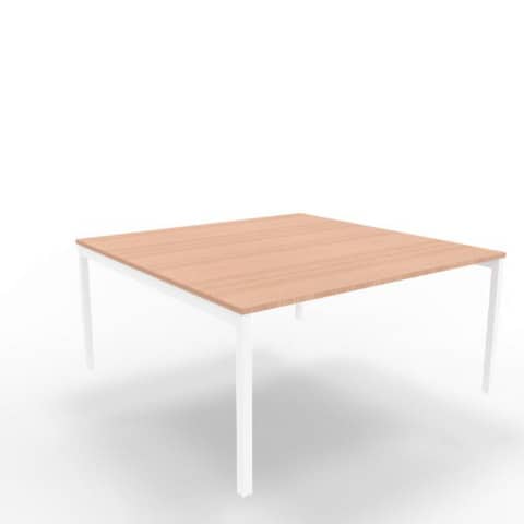 Bench piano noce canaletto 160x160xH.75 cm gamba a ponte in acciaio bianco linea Practika P3 Quadrifoglio – ECBEC16-NO-A
