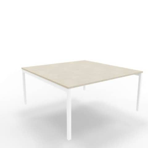 Bench piano cemento 160x160xH.75 cm gamba a ponte in acciaio bianco linea Practika P3 Quadrifoglio – ECBEC16-CL-I