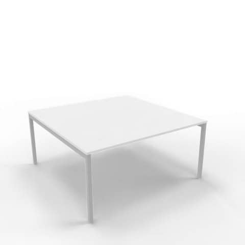 Bench piano bianco 160x160xH.75 cm gamba a ponte in acciaio argento linea Practika P3 Quadrifoglio – ECBEC16-BA-A